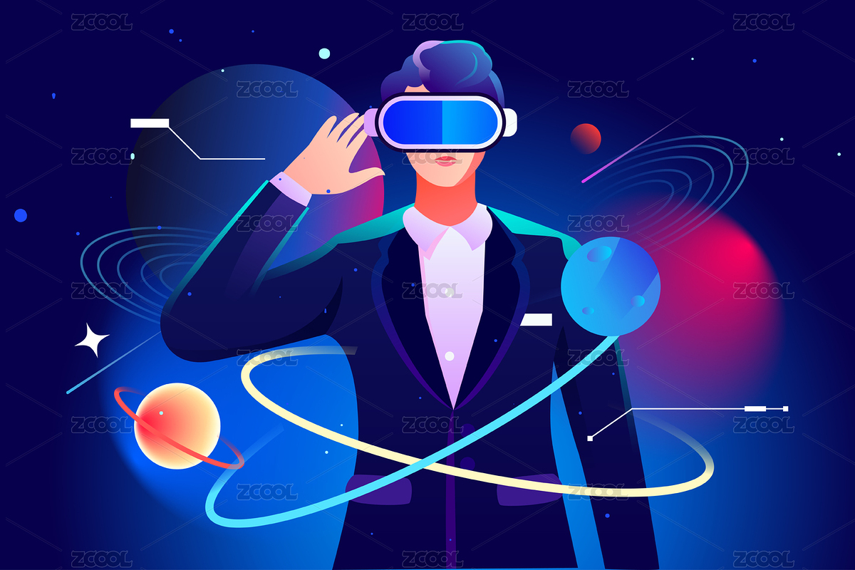 虛擬現(xiàn)實技術VR眼鏡科技感元宇宙概念插畫（主預覽-8271480） - 未分類 - 站酷設計師熊伍_原創(chuàng)素材 - 站酷ZCOOL