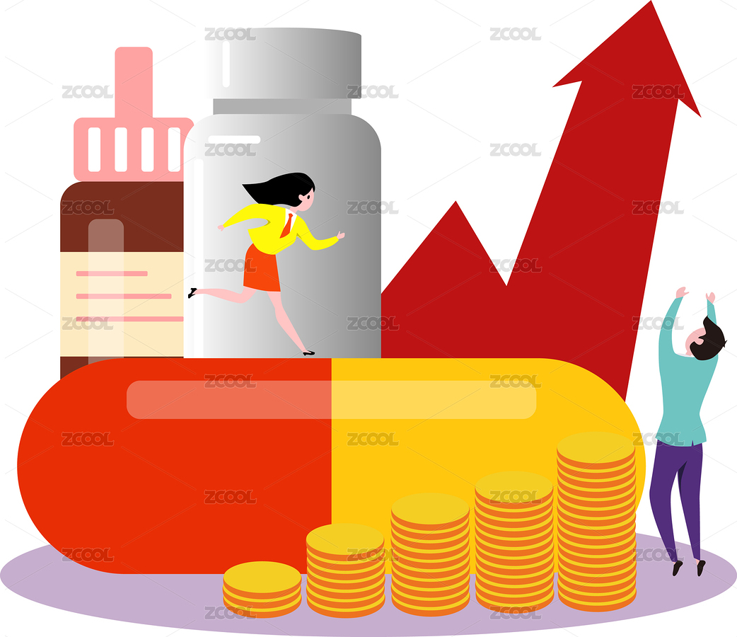 医药股证券概念插画（主预览-7853039） - 未分类 - 站酷设计师猎茶人原创素材 - 站酷ZCOOL