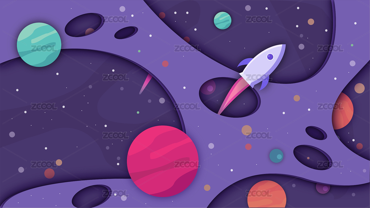 剪纸风未来探索太空宇宙矢量插画网页背景素材（主预览-7157101） - 未分类 - 站酷设计师五芒原创素材 - 站酷ZCOOL