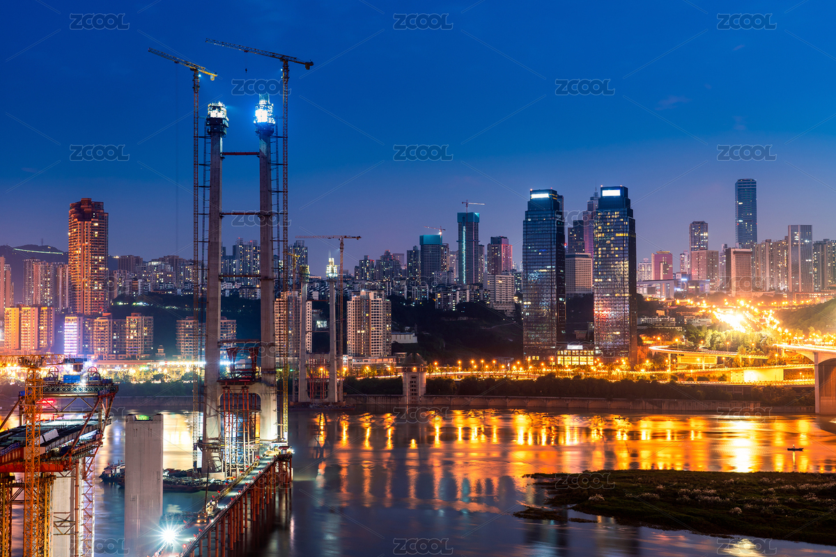 夜幕下的重庆在建大桥 - 城市向未来纵飞（主预览-4500254） - 未分类 - 站酷设计师Tbaodatui原创素材 - 站酷ZCOOL
