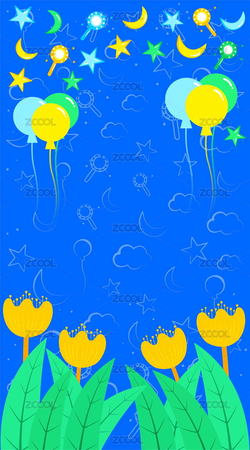 玩具花朵气球矢量插画背景