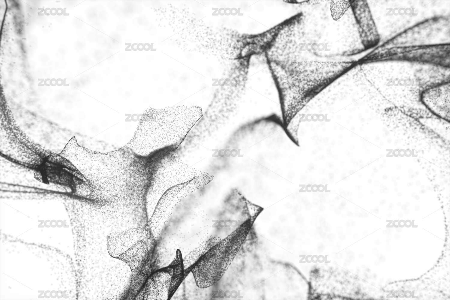 空间中飞舞的黑色细小粒子 三维渲染