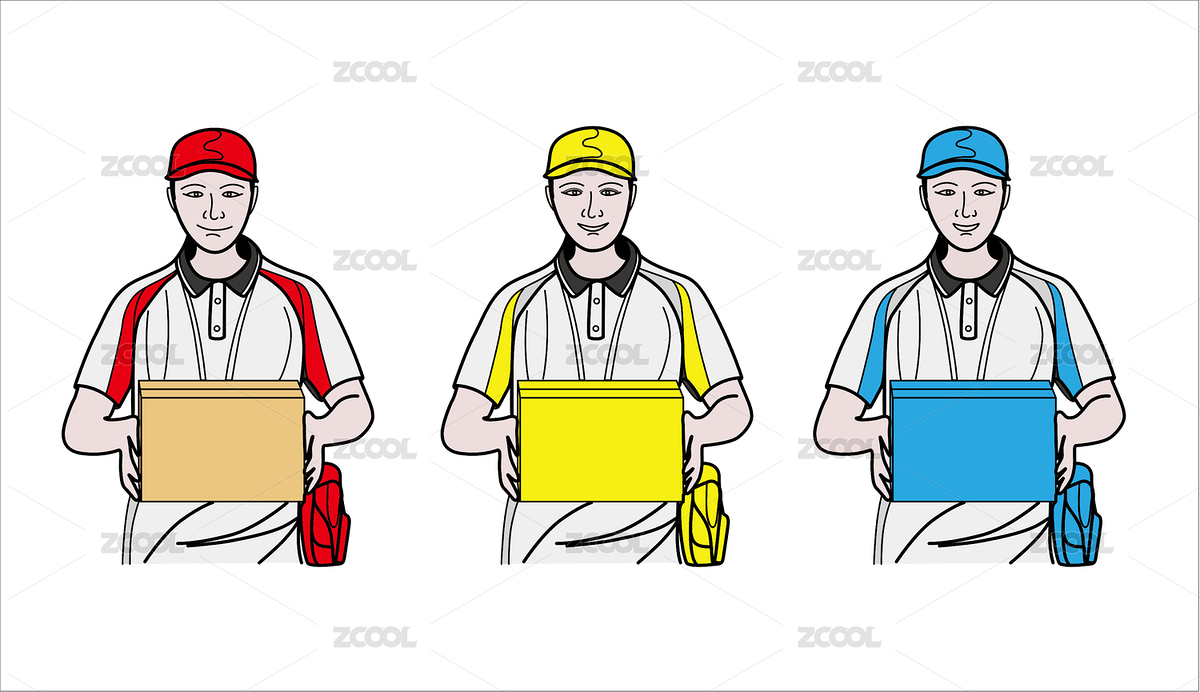 手繪送包裹的快遞員小哥插畫矢量圖（主預覽-145531） - 未分類 - 站酷設計師汪流全原創(chuàng)素材 - 站酷ZCOOL
