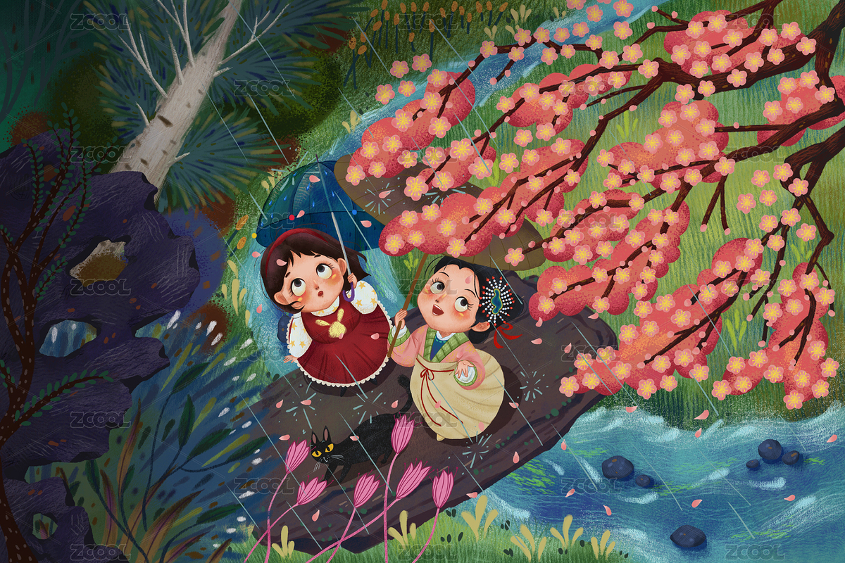 十二節(jié)氣雨水雨天雨傘小女孩（主預覽-5138240） - 未分類 - 站酷設(shè)計師吉祥如意竹原創(chuàng)素材 - 站酷ZCOOL