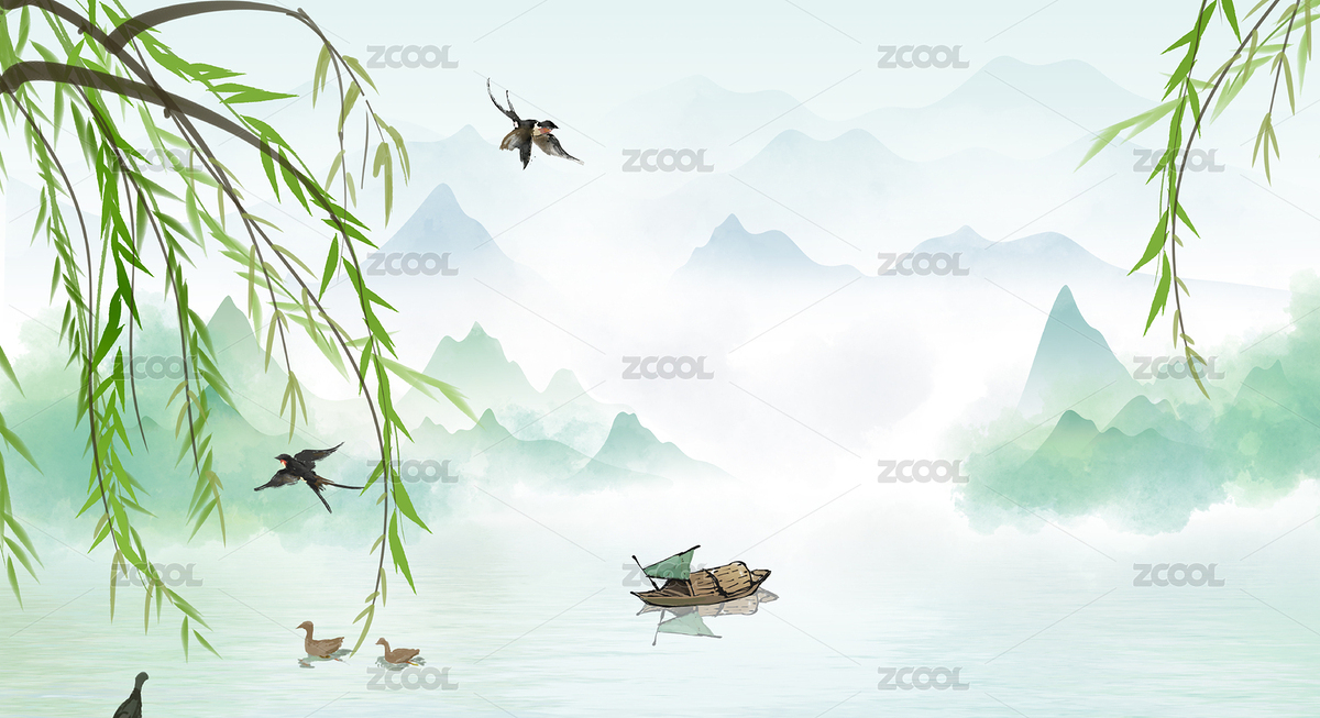 手繪清明插畫 意境春分節(jié)氣風(fēng)景插畫背景（主預(yù)覽-5865546） - 未分類 - 站酷設(shè)計(jì)師心靈藝坊原創(chuàng)素材 - 站酷ZCOOL