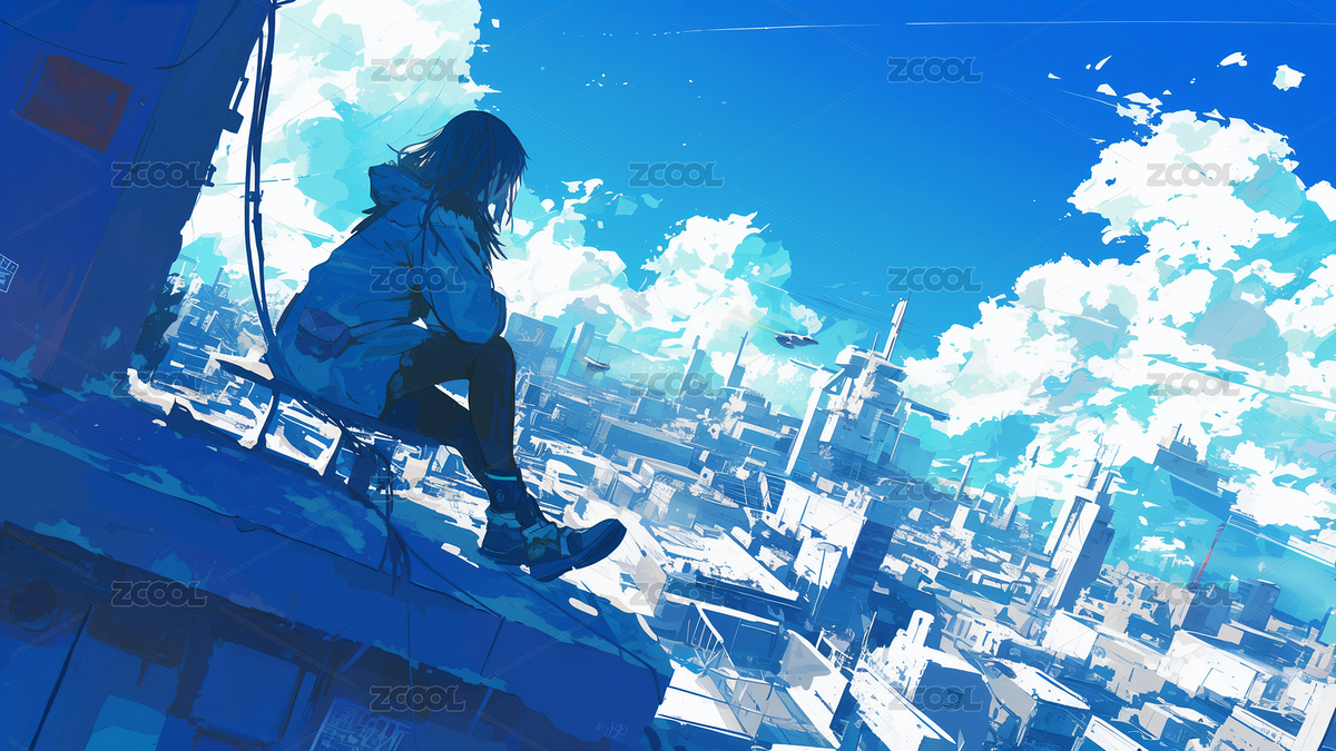 天臺少女（主預覽-1562539） - 未分類 - 站酷設計師吉光片影原創(chuàng)素材 - 站酷ZCOOL