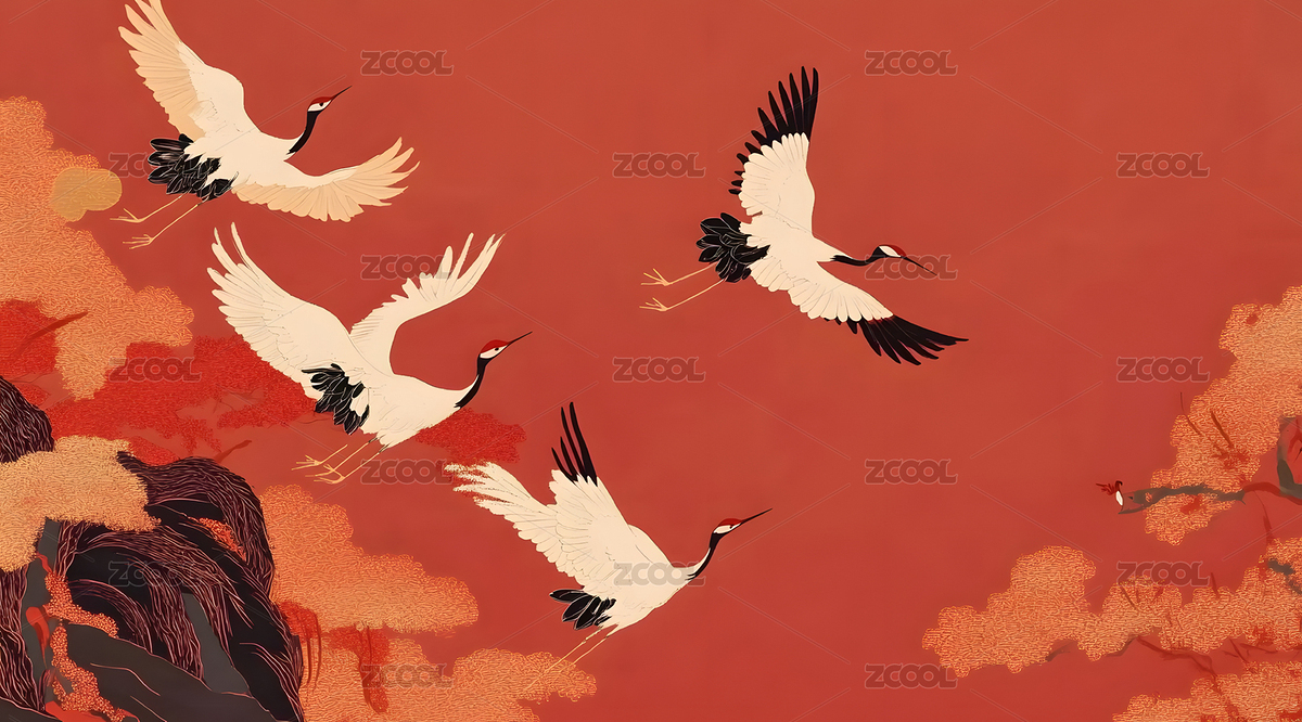 中式國潮仙鶴手繪插畫（主預(yù)覽-6160477） - 未分類 - 站酷設(shè)計(jì)師商商o原創(chuàng)素材 - 站酷ZCOOL
