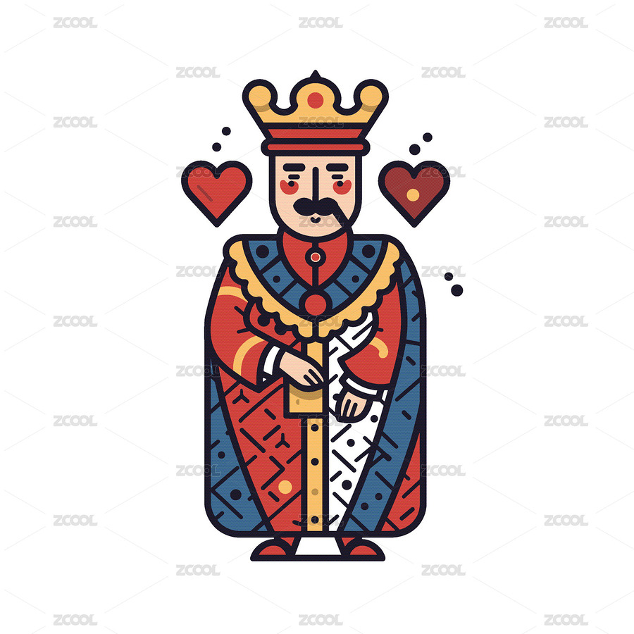红袍皇冠国王站立插画（主预览-12521082） - 未分类 - 站酷设计师新传统素材原创素材 - 站酷ZCOOL