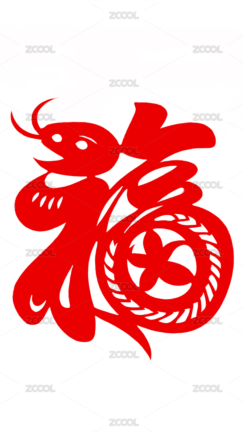 生肖蛇剪纸艺术插画