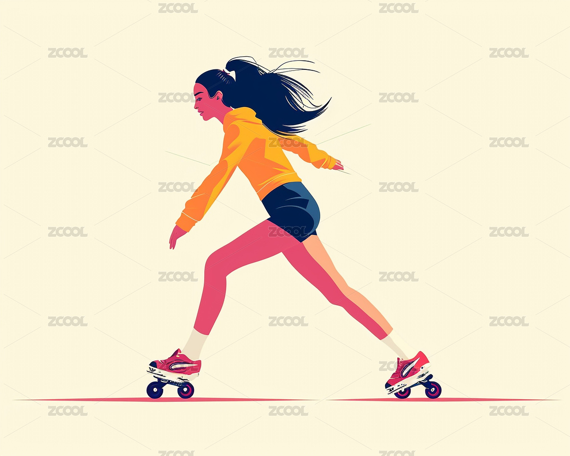 一個輪滑女生卡通插畫（主預(yù)覽-6986648） - 未分類 - 站酷設(shè)計師曇華碎影原創(chuàng)素材 - 站酷ZCOOL