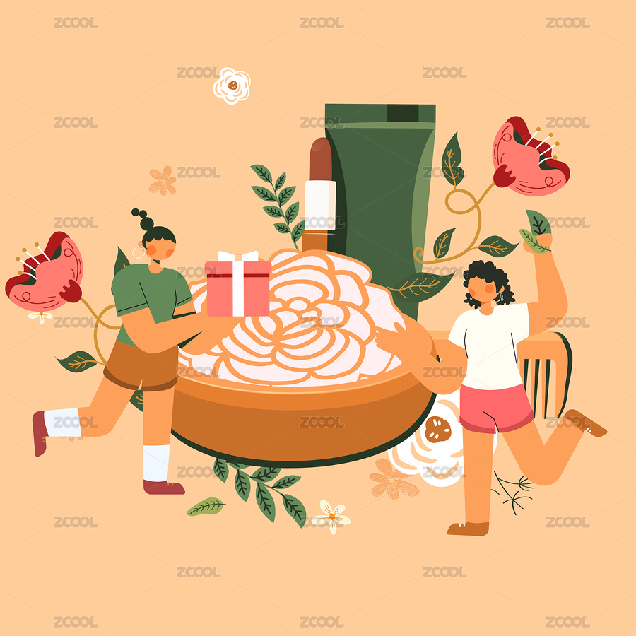 美妆花卉矢量插画（主预览-8515114） - 未分类 - 站酷设计师keeein原创素材 - 站酷ZCOOL