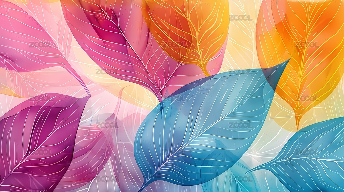 復古彩色熱帶葉子植物圖案插畫海報背景（主預覽-4579691） - 未分類 - 站酷設(shè)計師U醬_Design原創(chuàng)素材 - 站酷ZCOOL