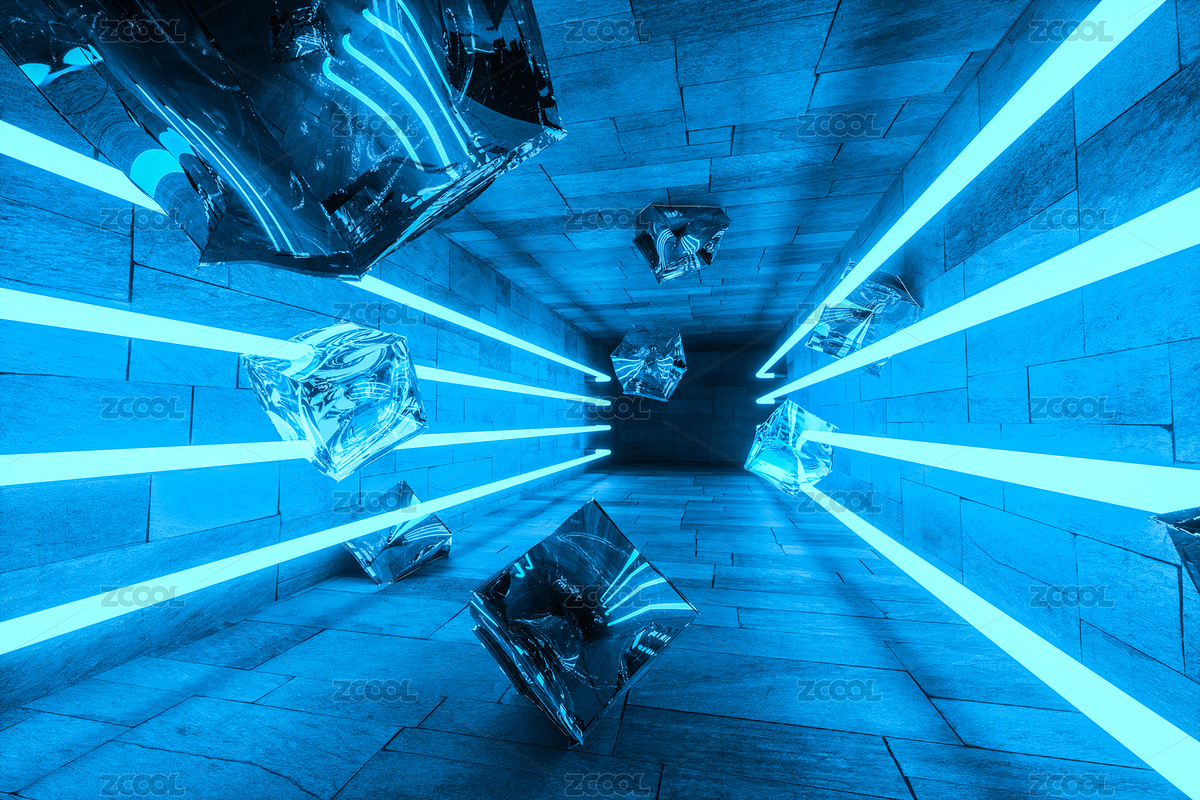 三維渲染，黑暗房間內的發(fā)光燈管（主預覽-7283906） - 未分類 - 站酷設計師VinkFan原創(chuàng)素材 - 站酷ZCOOL