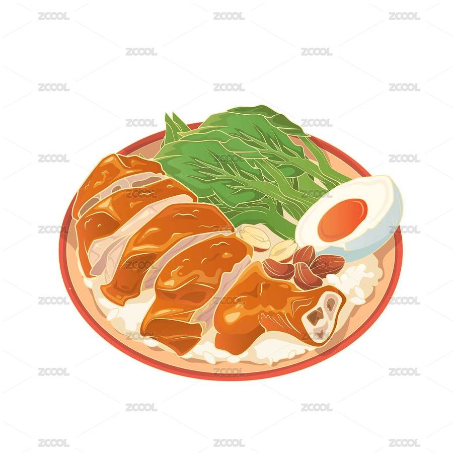 中国风广式烧腊豉油鸡饭餐饮美食矢量插画（主预览-5081417） - 未分类 - 站酷设计师阿棂原创素材 - 站酷ZCOOL