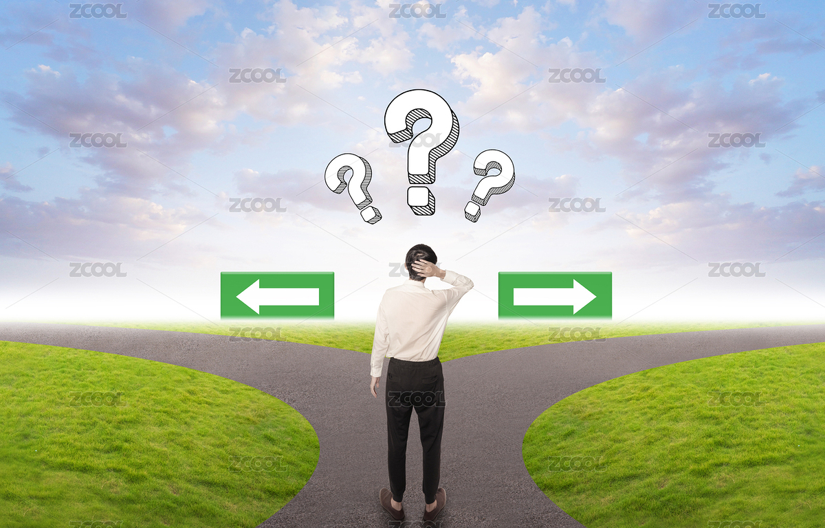 商务人士站在分岔路口不知道如何选择抉择疑问迷路迷失问号概念（主预览-8032568） - 未分类 - 站酷设计师D123D4原创素材 - 站酷ZCOOL