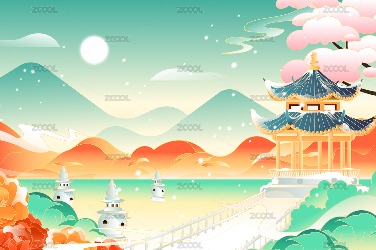 杭州西湖建筑風(fēng)景矢量插畫（主預(yù)覽-6552618） - 未分類 - 站酷設(shè)計(jì)師keeein原創(chuàng)素材 - 站酷ZCOOL