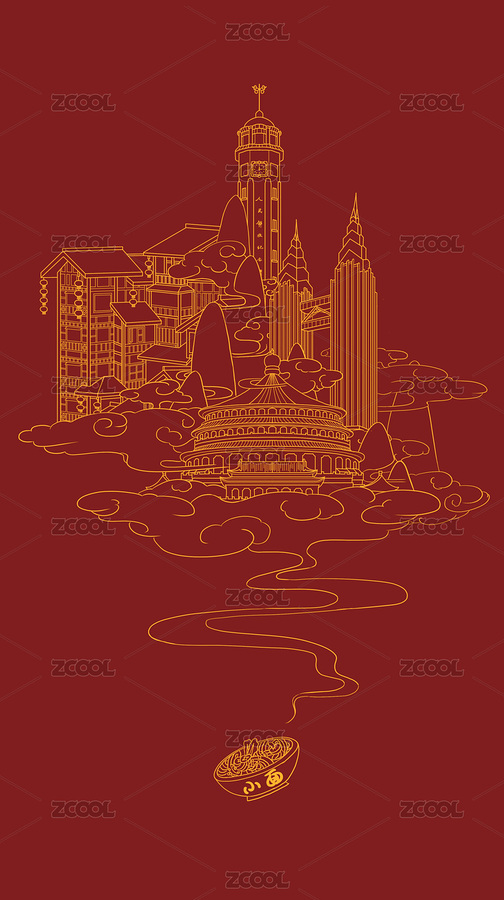 重庆城市描金画报（主预览-918859） - 未分类 - 站酷设计师峻磊LeiLei原创素材 - 站酷ZCOOL