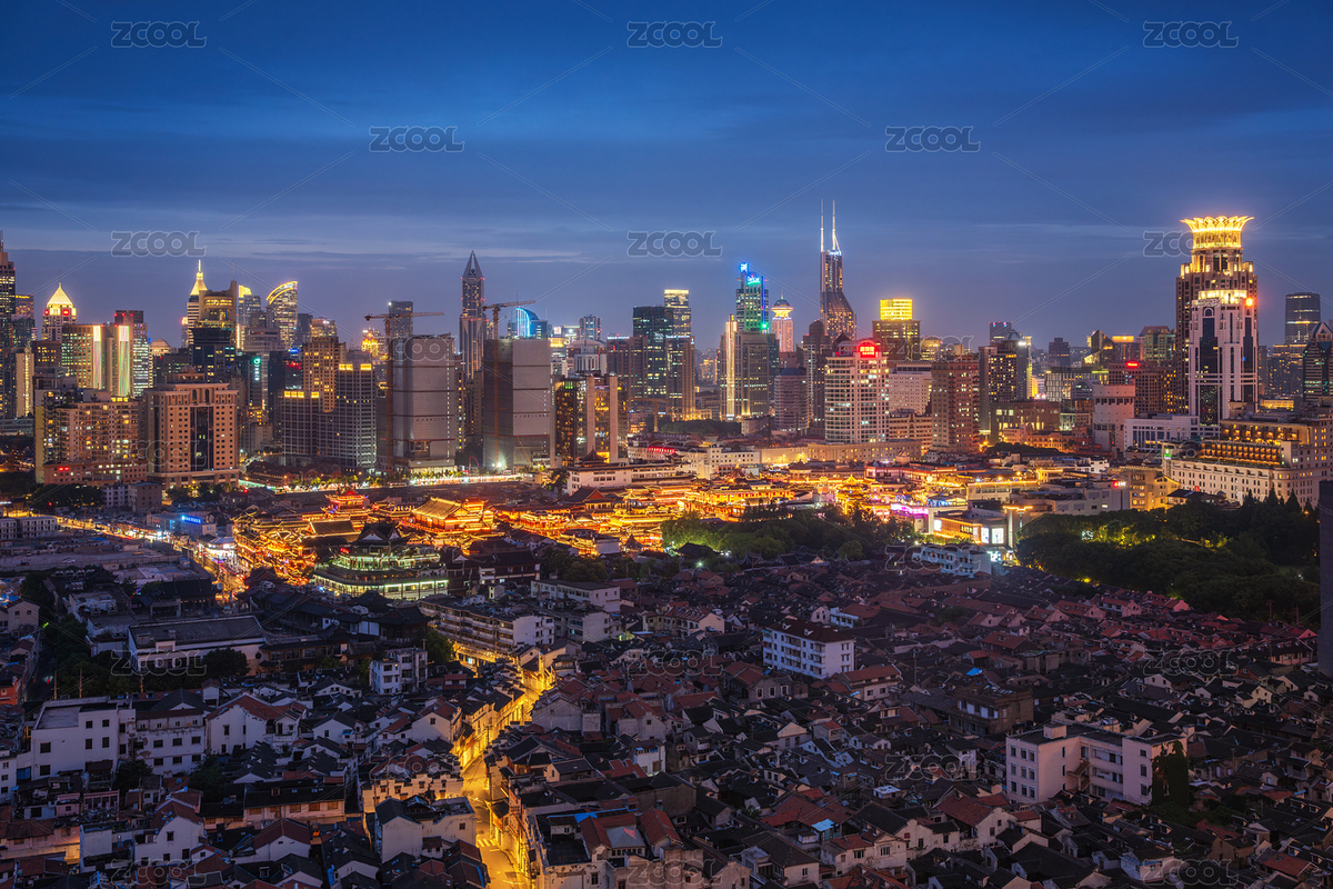 俯瞰上海豫园城隍庙夜景亮灯蓝调时刻（主预览-10730136） - 未分类 - 站酷设计师why2husky原创素材 - 站酷ZCOOL