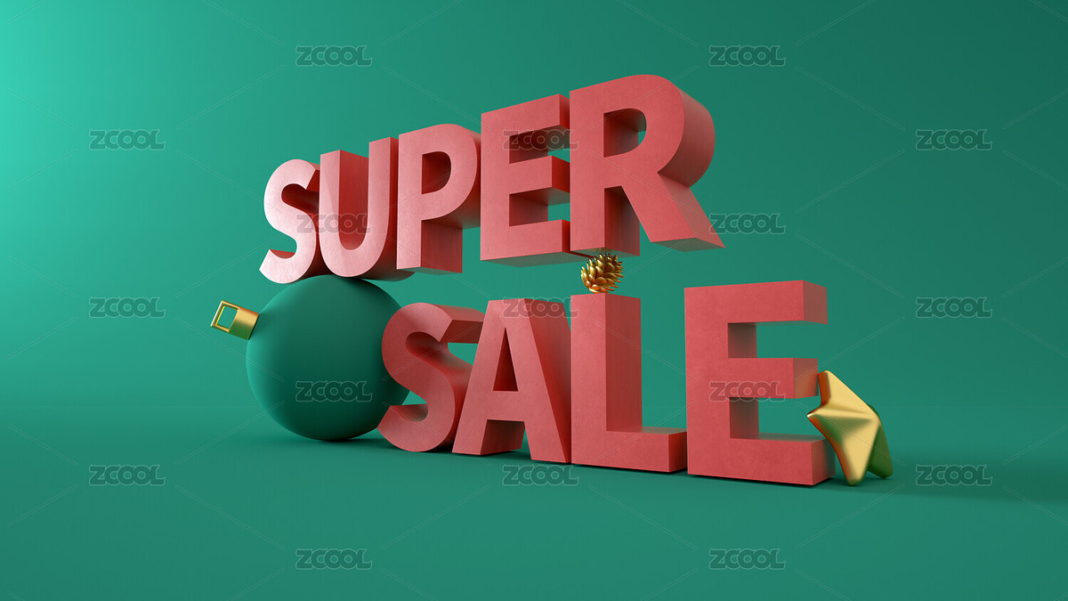 圣誕節(jié)題材的大賣super sale促銷文字，3d渲染（主預(yù)覽-6819864） - 未分類 - 站酷設(shè)計(jì)師王鵬wp128jojo原創(chuàng)素材 - 站酷ZCOOL