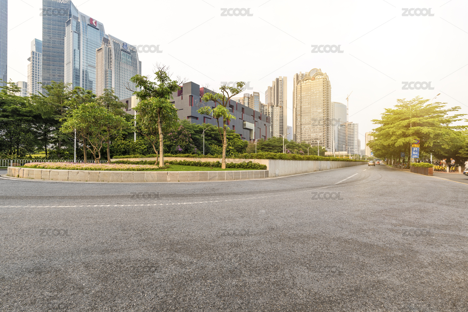 China modern city road background city scenery