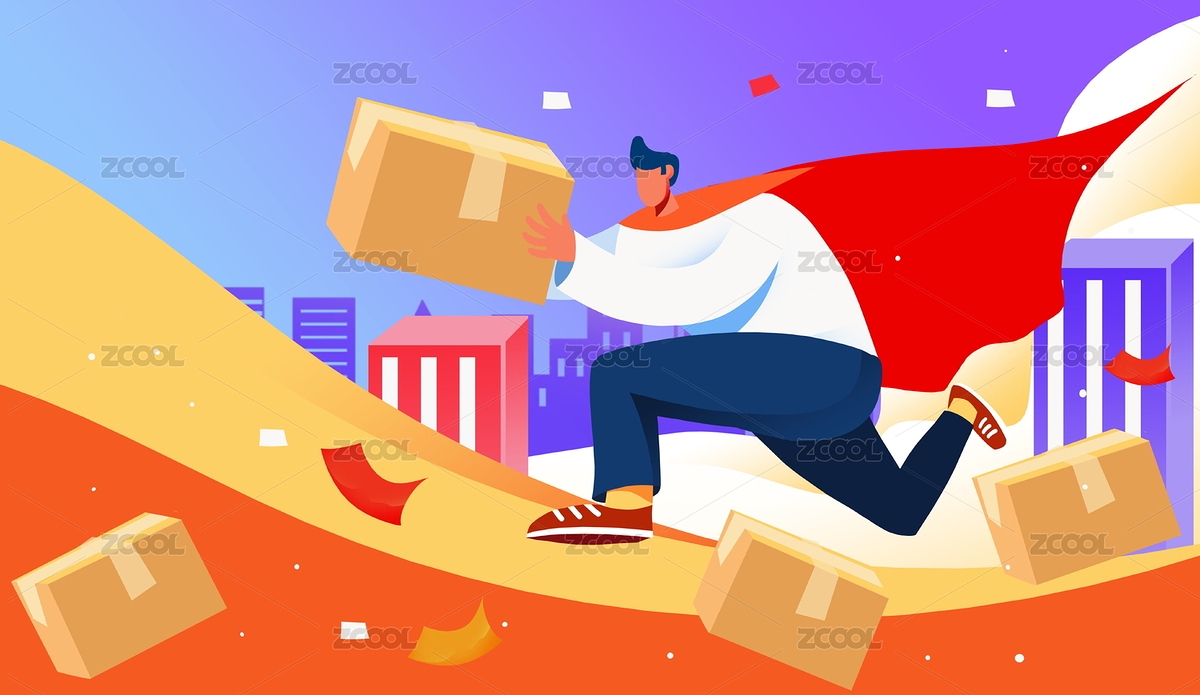 卡通手繪雙十一雙十二快遞員送快遞插畫（主預(yù)覽-6241671） - 未分類 - 站酷設(shè)計(jì)師華仔DAOHUA原創(chuàng)素材 - 站酷ZCOOL