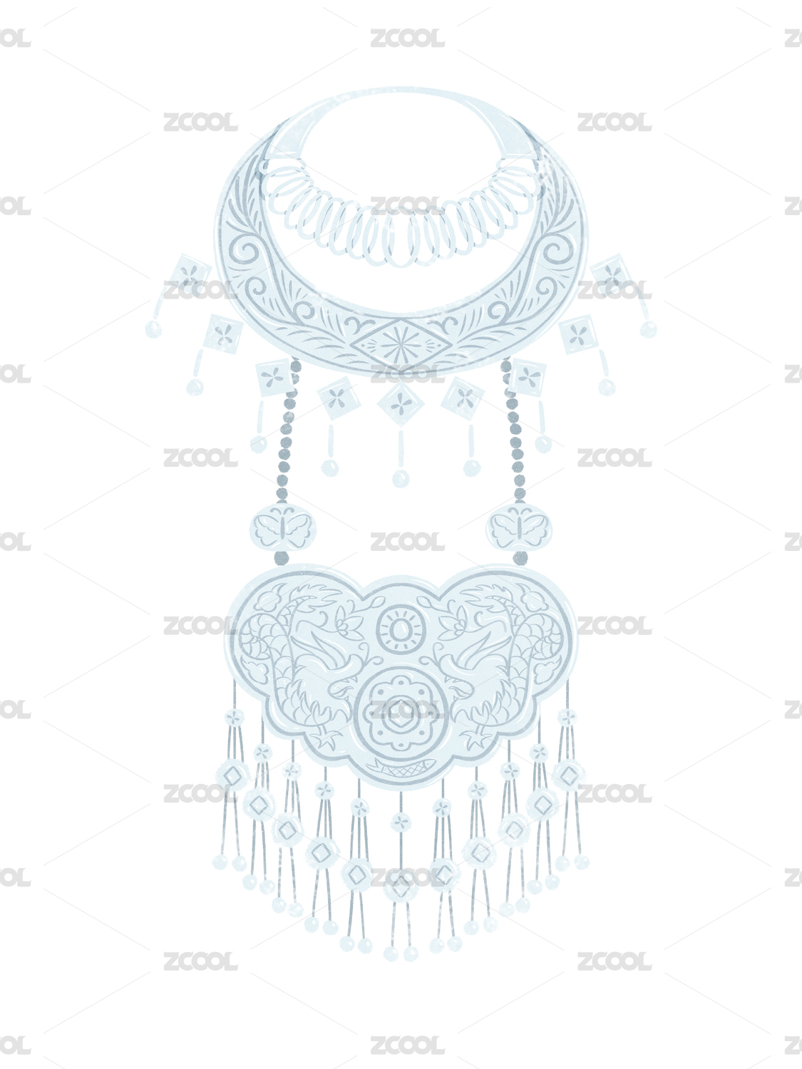 苗族黔东型服饰配饰银项圈