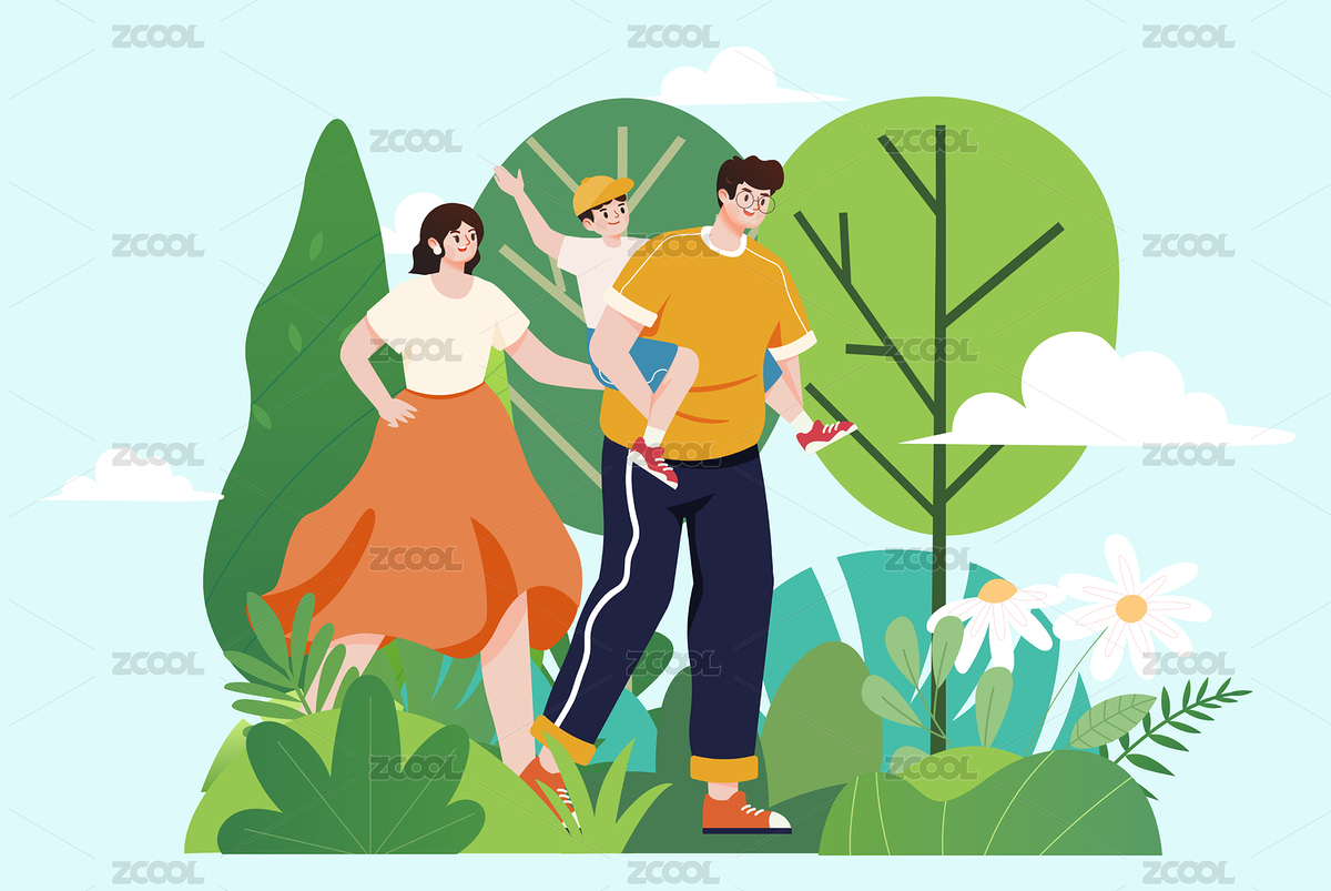 夏日親子旅行插畫（主預(yù)覽-8659238） - 未分類 - 站酷設(shè)計師速寫84原創(chuàng)素材 - 站酷ZCOOL