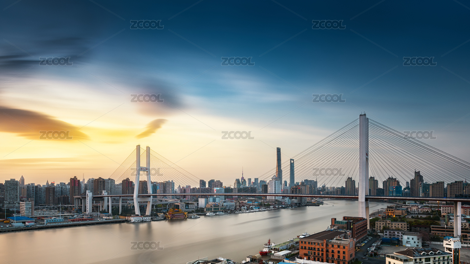 上海南浦大桥日落风景