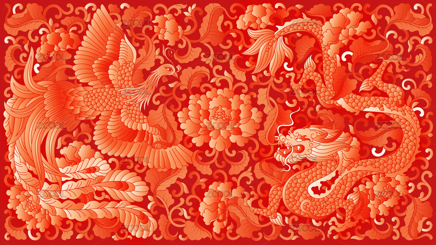 龙凤花纹背景艺术吉祥图案
