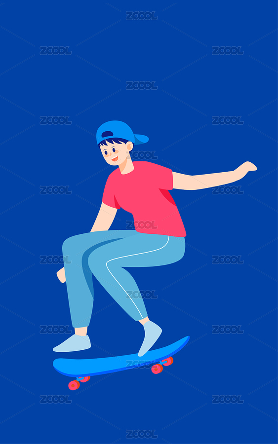 五四青年节滑板少年运动插画活力青年海报（主预览-6027216） - 未分类 - 站酷设计师熊伍_原创素材 - 站酷ZCOOL