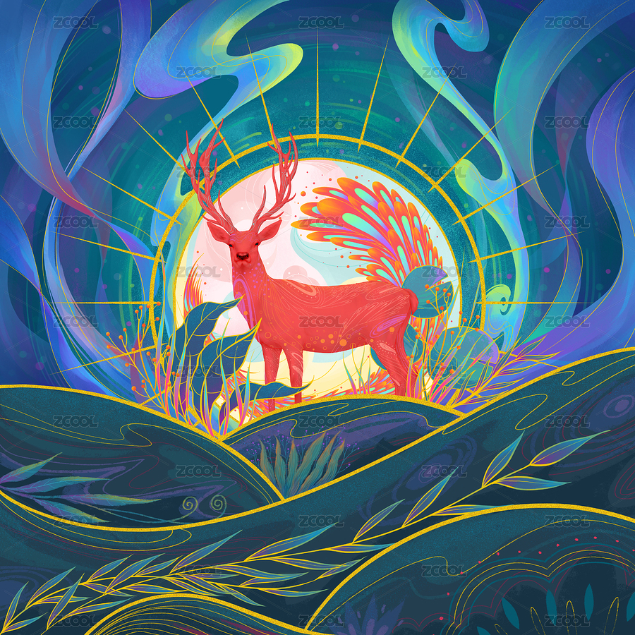 秘林里的雄鹿（主预览-1490444） - 未分类 - 站酷设计师南国夏原创素材 - 站酷ZCOOL