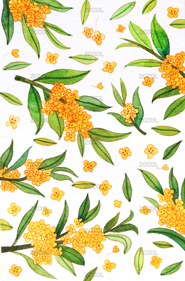 桂花水彩國風(fēng)插畫（主預(yù)覽-2544259） - 未分類 - 站酷設(shè)計師Fei先生原創(chuàng)素材 - 站酷ZCOOL