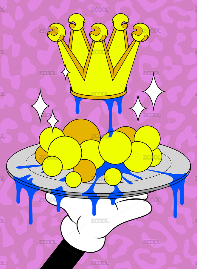 卡通皇冠與泡泡托盤插畫（主預(yù)覽-10001074） - 未分類 - 站酷設(shè)計師Lexkon_Liu原創(chuàng)素材 - 站酷ZCOOL