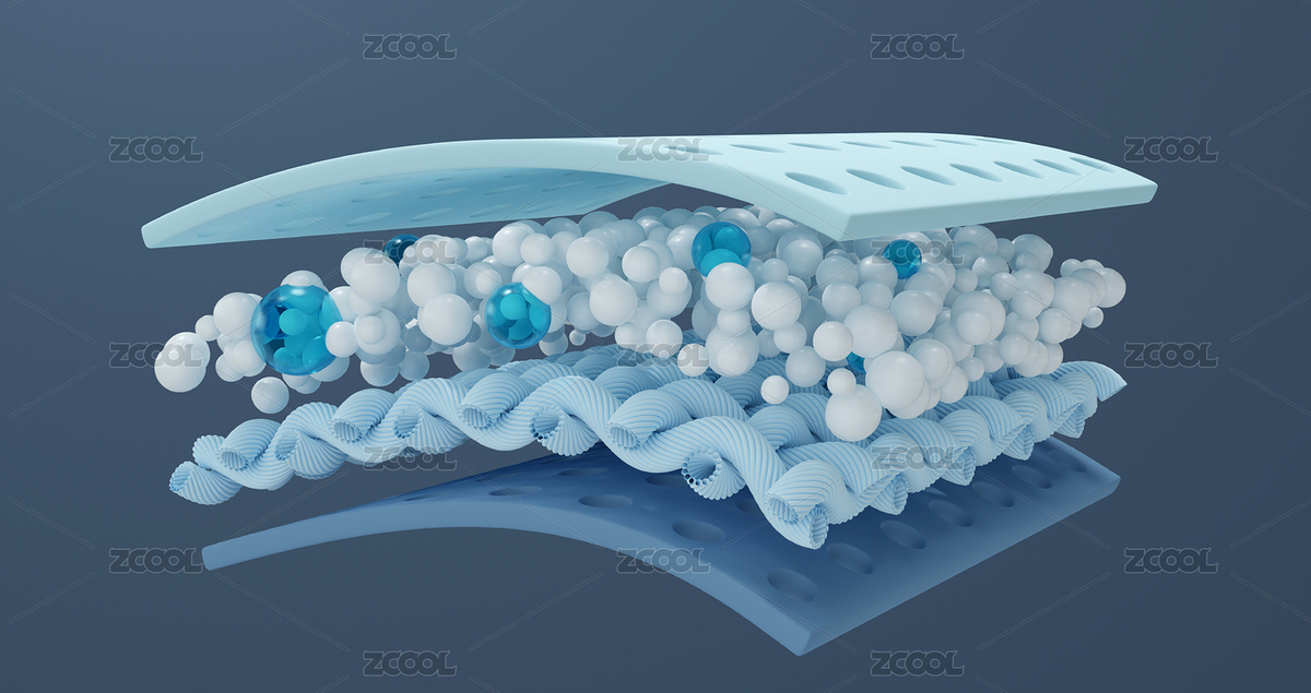 藍(lán)色納米纖維面料鎖住水分子分層結(jié)構(gòu)示意圖（主預(yù)覽-5474574） - 未分類(lèi) - 站酷設(shè)計(jì)師imve原創(chuàng)素材 - 站酷ZCOOL