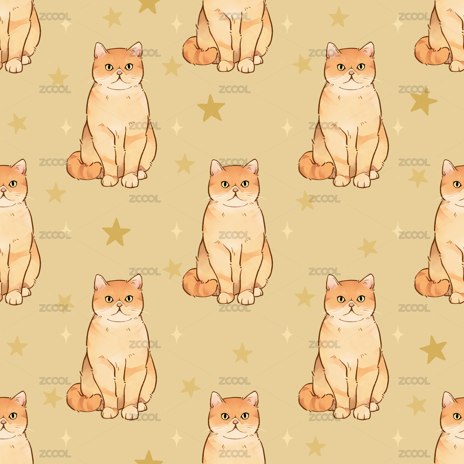 猫猫插画 无缝拼接图案