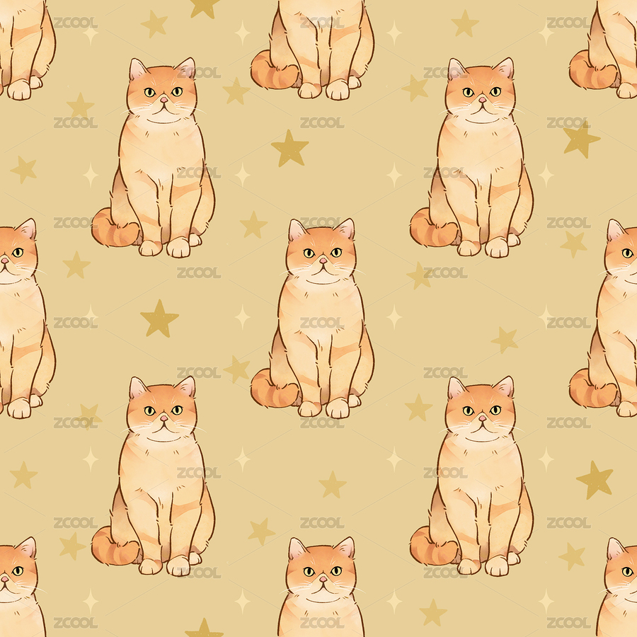 猫猫插画 无缝拼接图案（主预览-11832055） - 未分类 - 站酷设计师萌猫半只原创素材 - 站酷ZCOOL