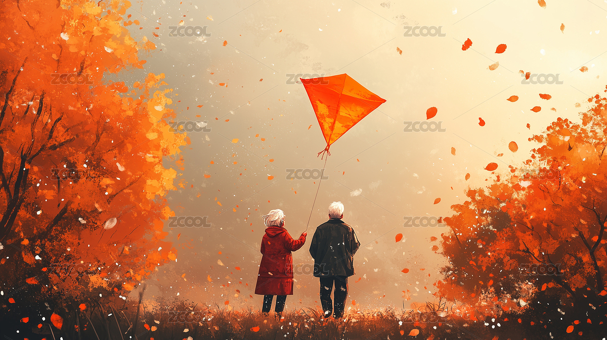 退休老人放紙鳶老年生活（主預(yù)覽-4303777） - 未分類 - 站酷設(shè)計(jì)師胖猴stevenhk原創(chuàng)素材 - 站酷ZCOOL