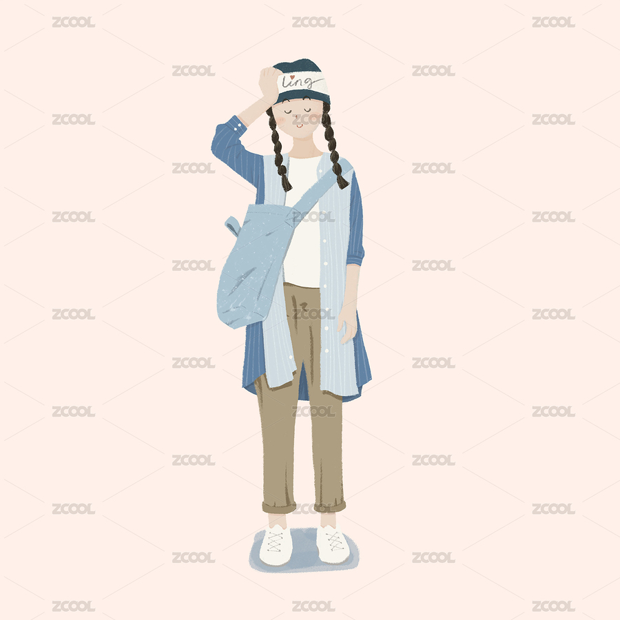 扎雙馬尾的日系女孩背帆布包（主預覽-1293849） - 未分類 - 站酷設(shè)計師Ling醬_插畫師原創(chuàng)素材 - 站酷ZCOOL