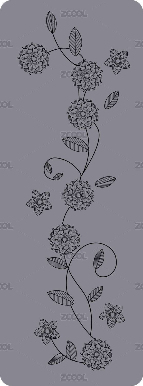 矢量向上生长花藤图案