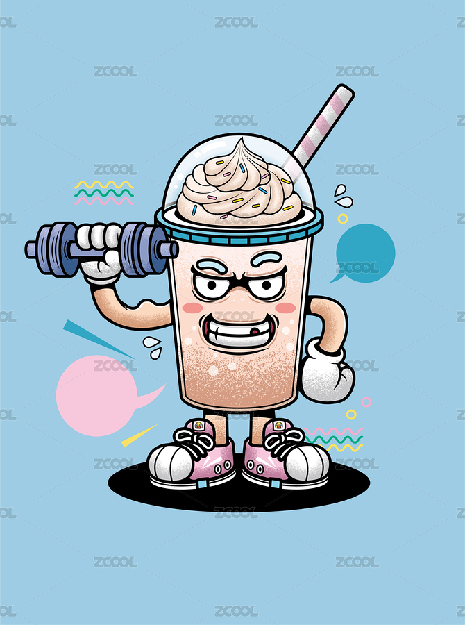 健身的奶茶杯（主預(yù)覽-1152497） - 未分類 - 站酷設(shè)計(jì)師Mirika咔咔原創(chuàng)素材 - 站酷ZCOOL