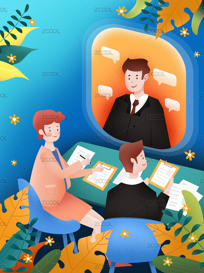 扁平風(fēng)線上面試人物插畫（主預(yù)覽-5342452） - 未分類 - 站酷設(shè)計(jì)師姜沁戈原創(chuàng)素材 - 站酷ZCOOL