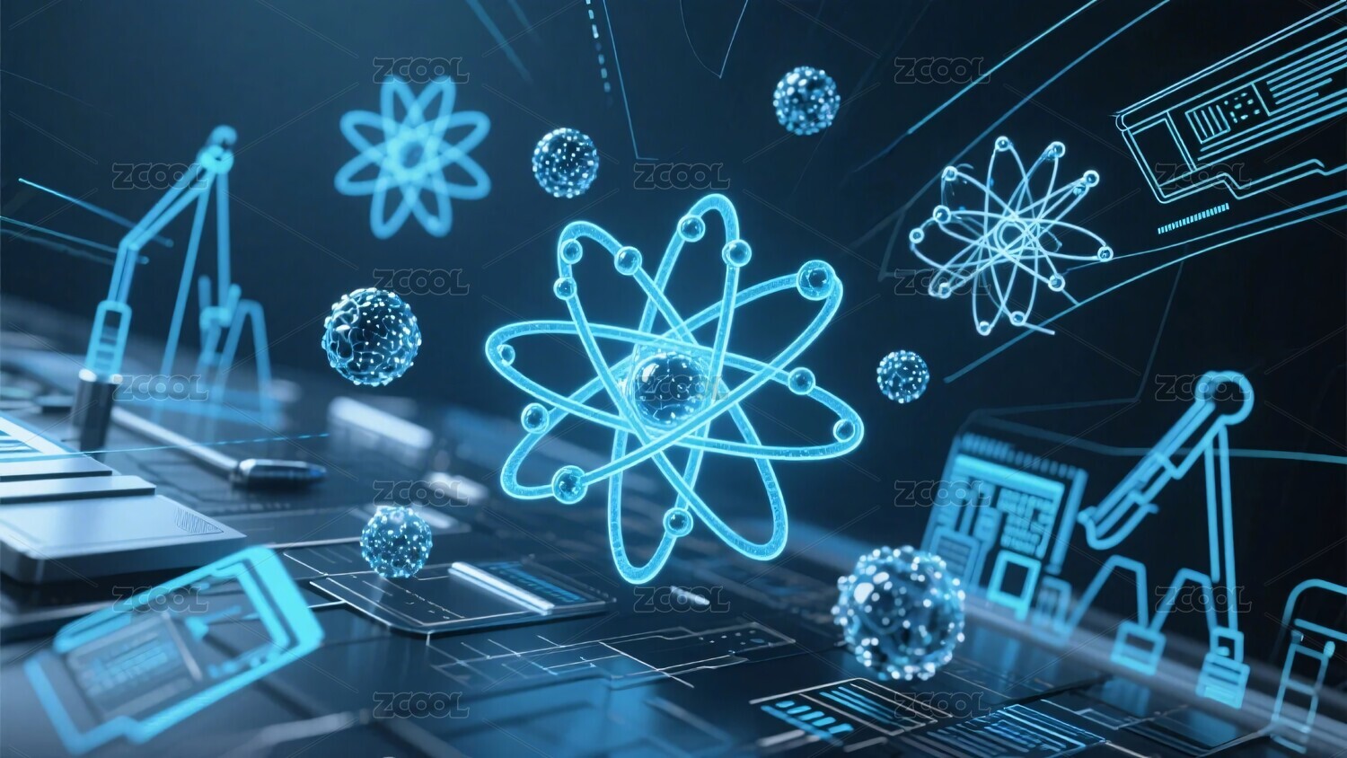 科技感数字科学插画