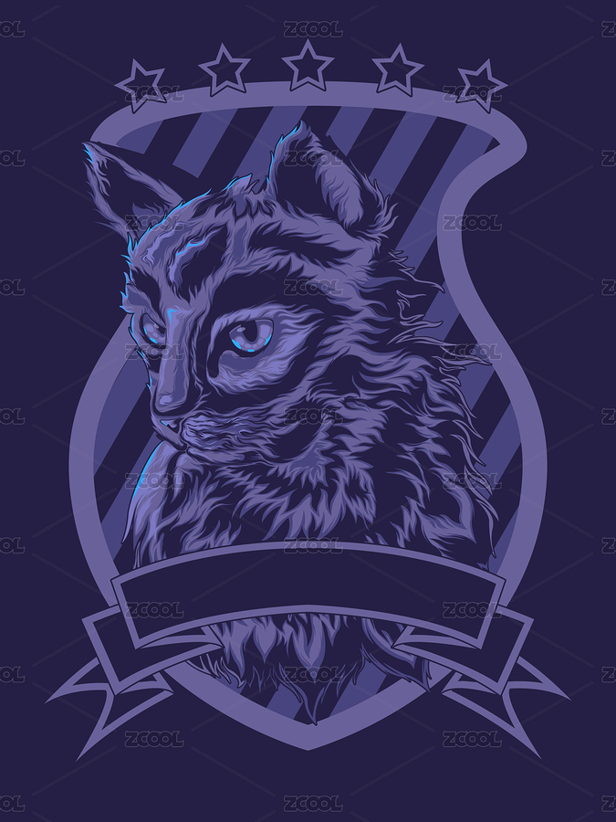 美式暗黑風(fēng)格矢量動(dòng)物貓盾牌徽章飄帶貼紙（主預(yù)覽-226047） - 未分類 - 站酷設(shè)計(jì)師吉祥魚原創(chuàng)素材 - 站酷ZCOOL