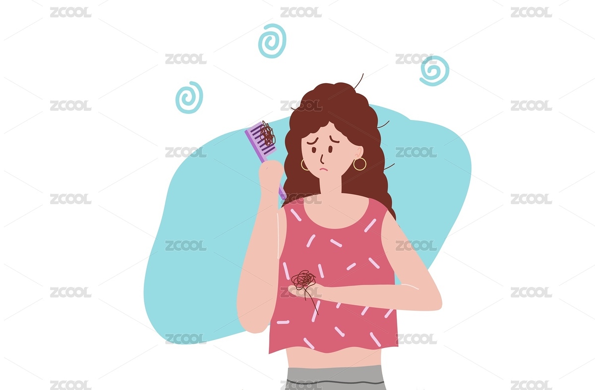 被脫發(fā)困擾的生氣的女性（主預覽-3763356） - 未分類 - 站酷設計師黑幽白書原創(chuàng)素材 - 站酷ZCOOL