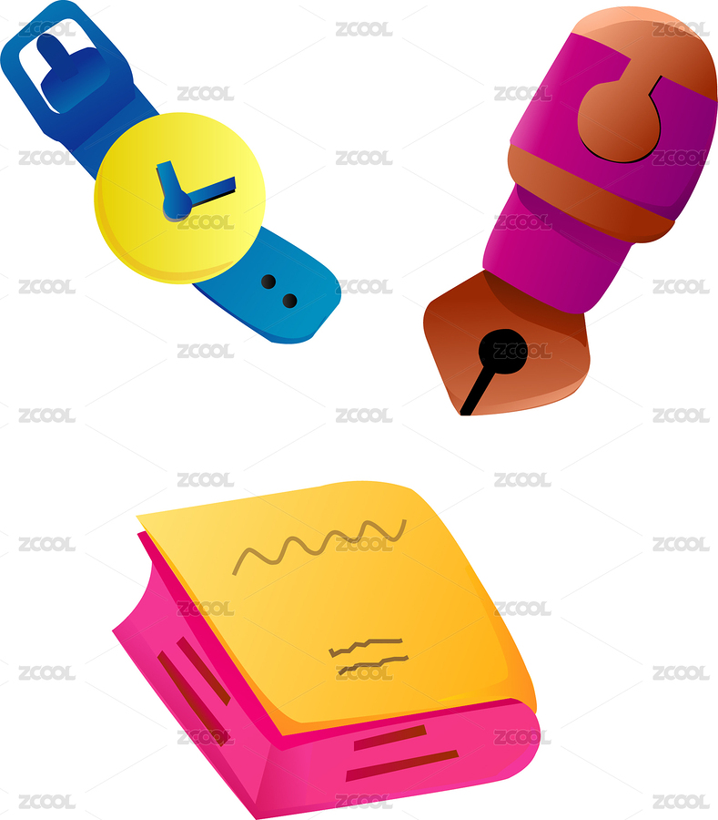 簡筆畫矢量插圖日常書籍手表（主預覽-2161061） - 未分類 - 站酷設計師八一三三原創(chuàng)素材 - 站酷ZCOOL