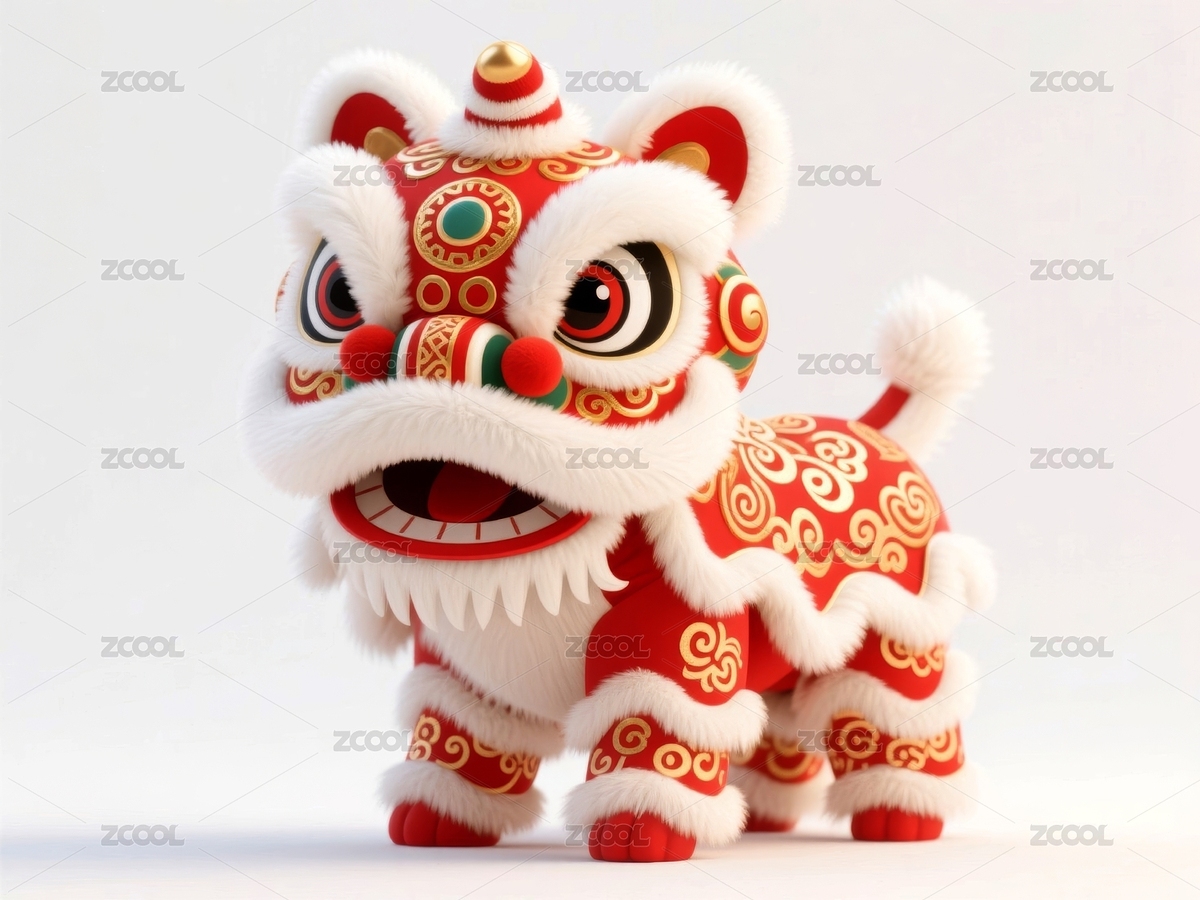 舞狮红金国风新年场景（主预览-12655215） - 未分类 - 站酷设计师懒猫晒太阳原创素材 - 站酷ZCOOL