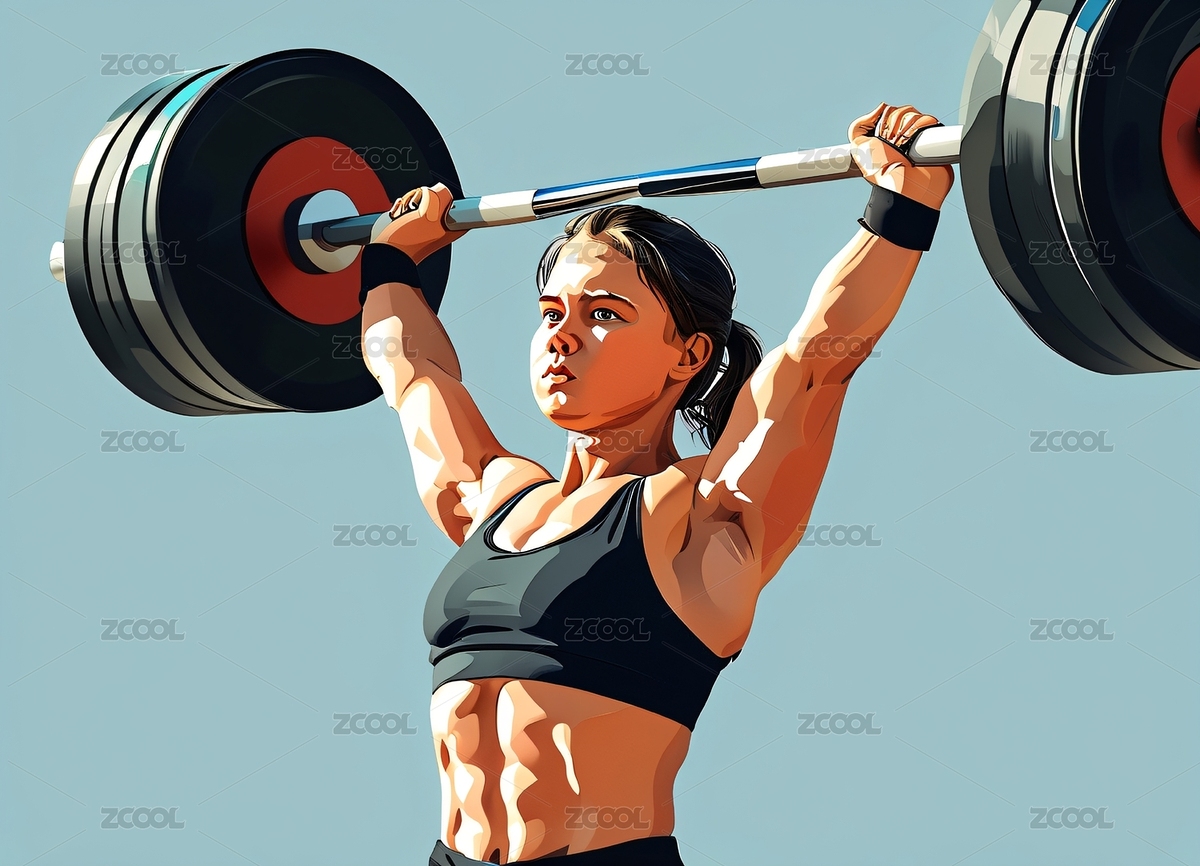 一個(gè)正在舉重的女運(yùn)動員寫實(shí)繪畫（主預(yù)覽-5635287） - 未分類 - 站酷設(shè)計(jì)師在下阿仁原創(chuàng)素材 - 站酷ZCOOL