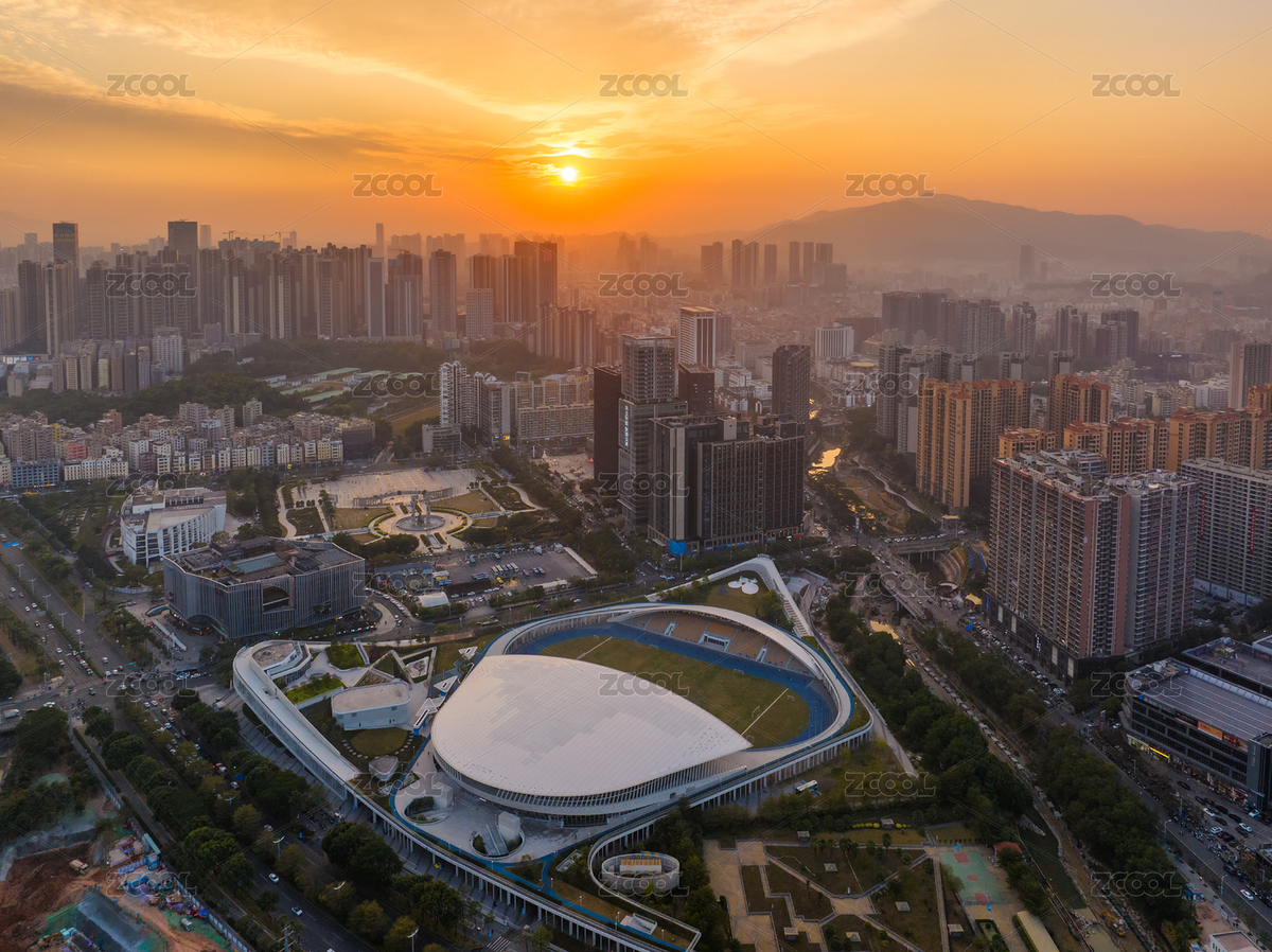 廣東深圳龍華文體中心日落航拍（主預覽-1842124） - 未分類 - 站酷設計師陳爍明原創(chuàng)素材 - 站酷ZCOOL