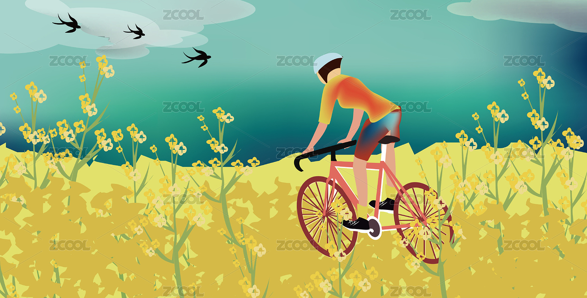一個(gè)人在油菜花海騎車矢量插畫（主預(yù)覽-8907476） - 未分類 - 站酷設(shè)計(jì)師繪畫狂熱原創(chuàng)素材 - 站酷ZCOOL