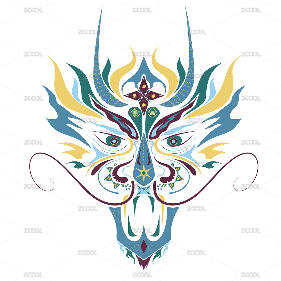 十二生肖中國(guó)風(fēng)傳統(tǒng)紋樣動(dòng)物頭像-龍（主預(yù)覽-8278490） - 未分類 - 站酷設(shè)計(jì)師小棍原創(chuàng)素材 - 站酷ZCOOL